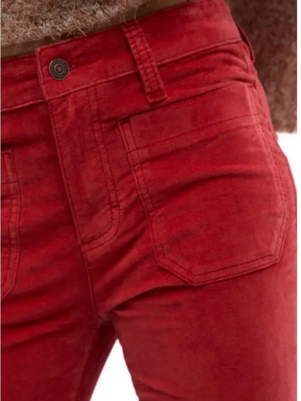 Free People High Time Kick Flare Red Dahlia Corduroys Sz 14 NWT - Picture 3 of 13